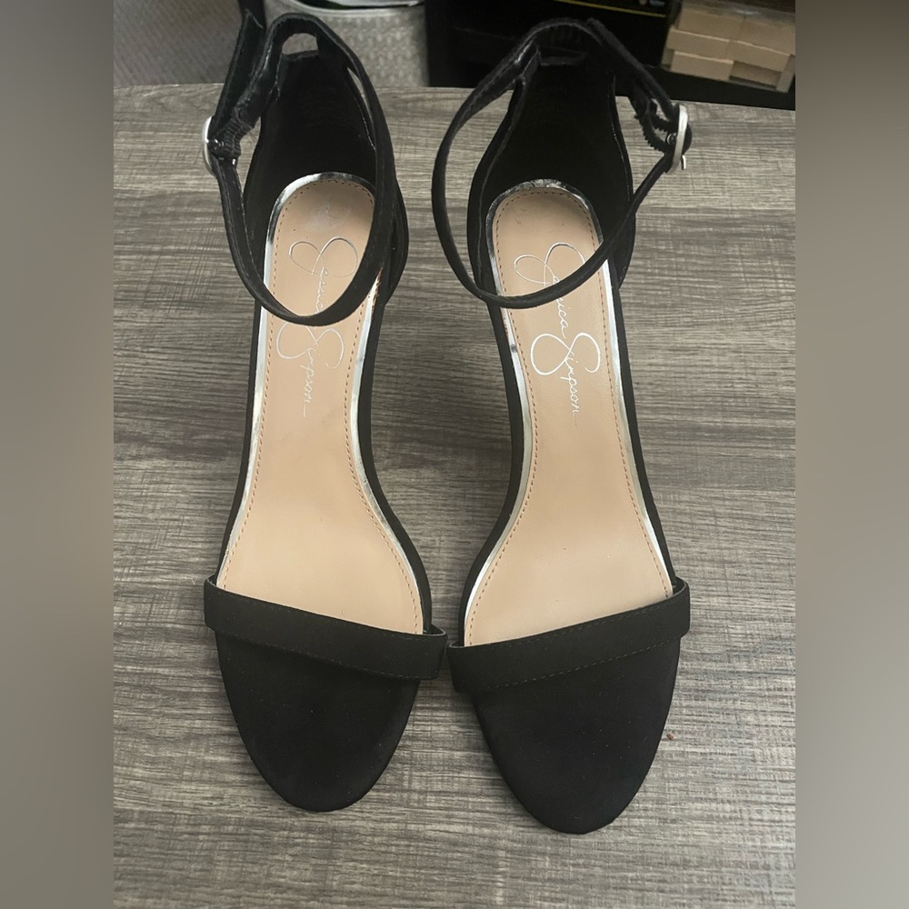 Black strappy heels